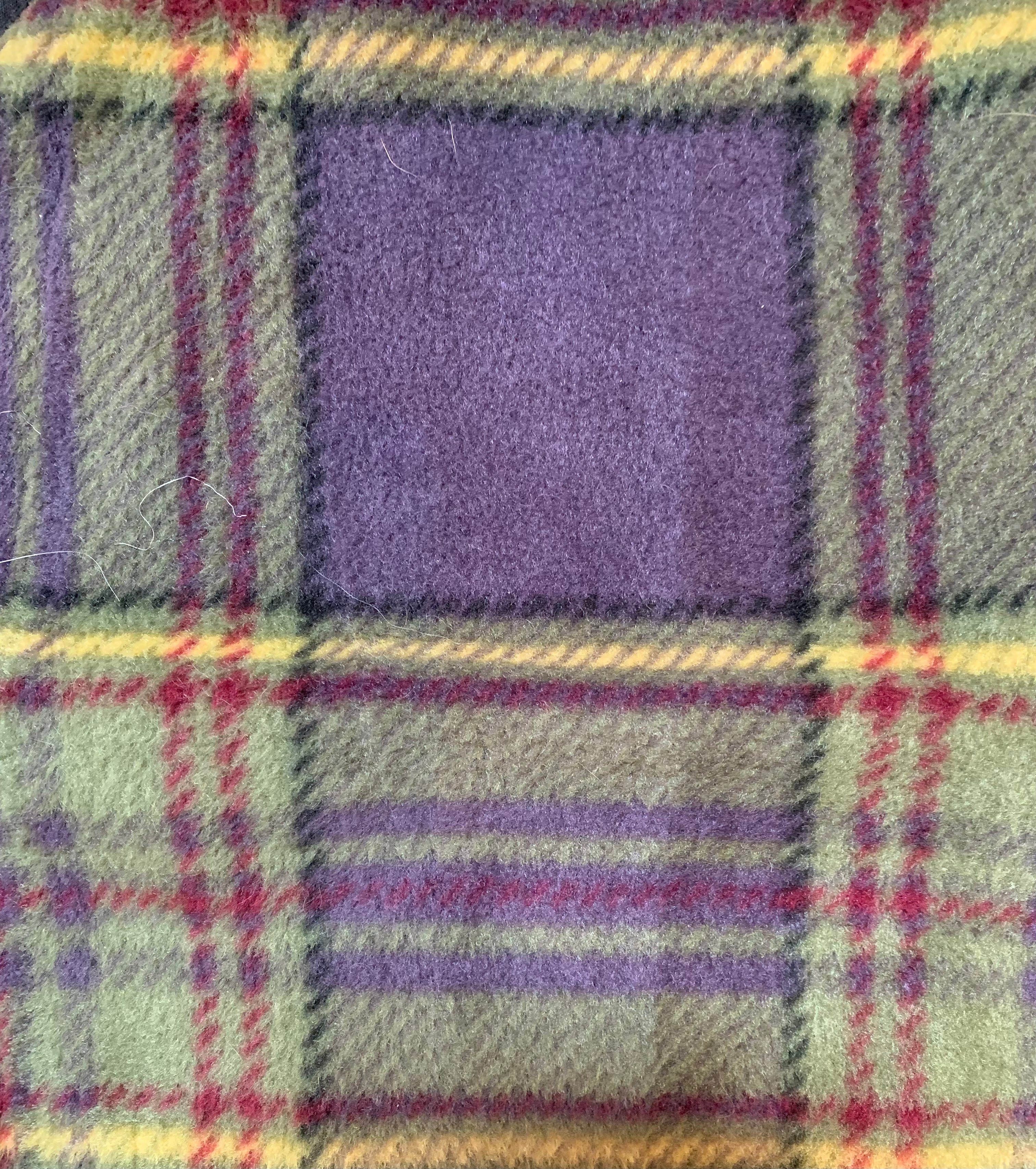 Doggie Styles Waterproof Reversible Fleece Lined Jacket, Purple & Olive Green Plaid