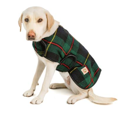 Chilly Dog Navy Tartan Plaid Blanket Coat