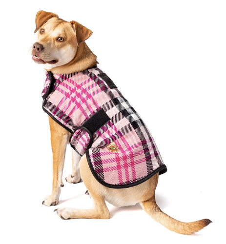 Chilly Dog Pink Plaid Blanket Coat
