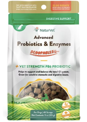 NaturVet Scoopables Advanced Probiotics & Enzymes Digestive Supplement for Dogs, 11-oz bag
