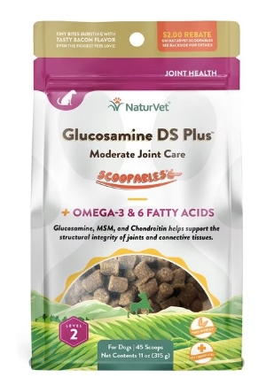 NaturVet Scoopables Glucosamine DS Plus Level 2 Moderate Joint Care Supplement for Dogst, 11-oz bag