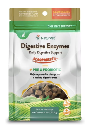 NaturVet Scoopables Digestive Enzymes Supplement for Cats, 5.5-oz bag