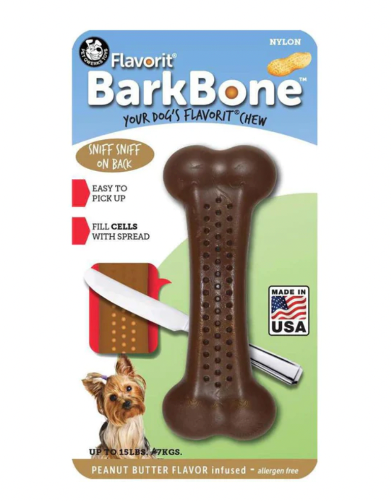 PetQwerks FlavorIt "BarkBone" Dog Chew Toy - Small, Medium, Large - PEANUT  BUTTER