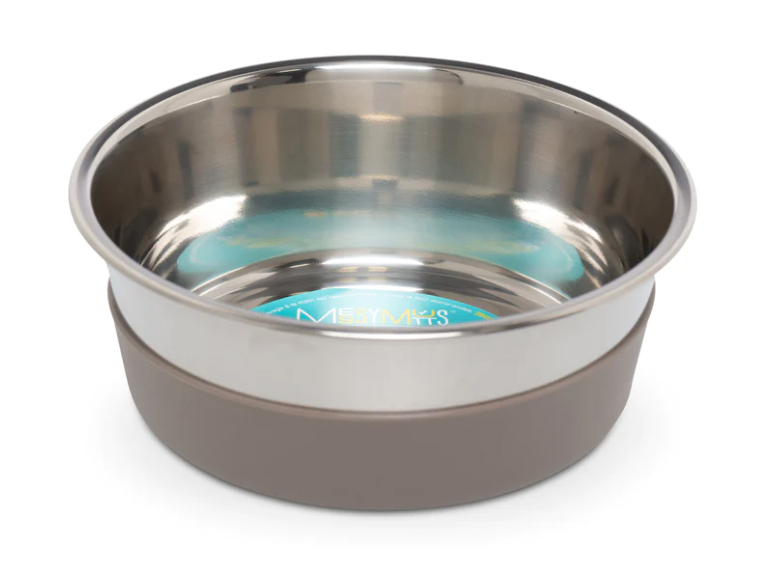 Messy Mutts Heavy Gauge Stainless Steel Dog Bowl with Non-Slip Removable Silicone Base - Extra Large, 8 Cups