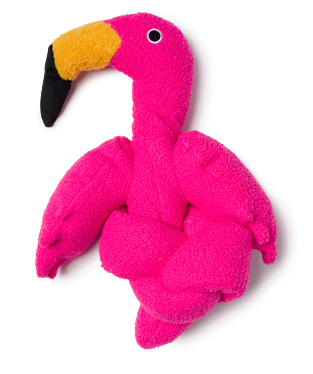 FabDog "Twisty" Crinkle-Squeaky-Plush 5 ft. long Dog Toy, Flamingo