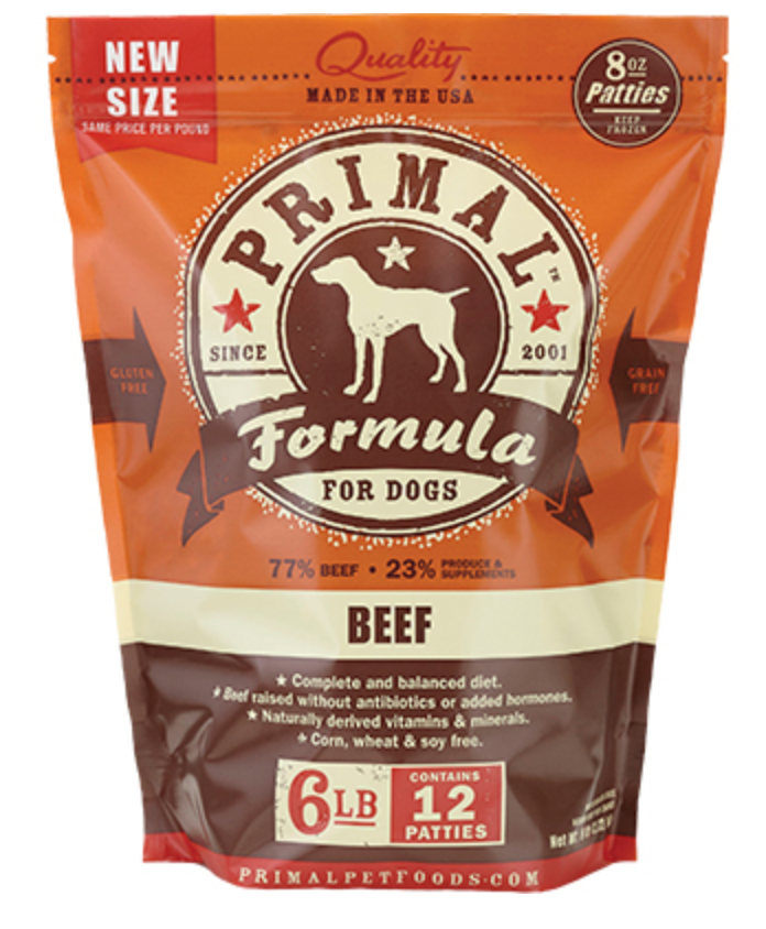 Primal Dog Frozen Patties 6 lb. Beef