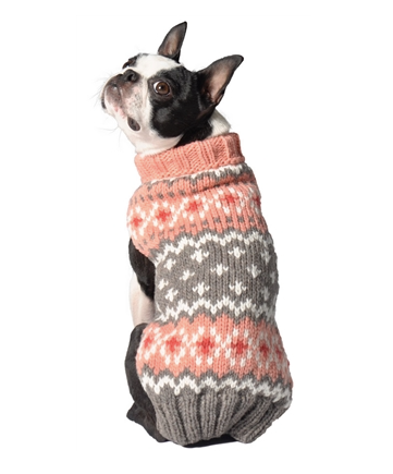 Chilly Dog Peach FairIsle Wool Sweater