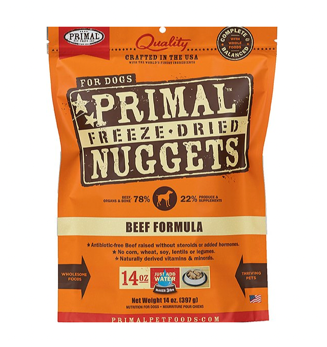 Primal Dog Freeze Dried 14 oz. Nuggets, Beef