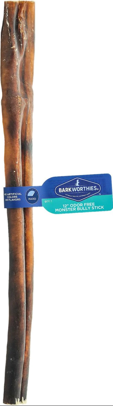 Chew Bar - Barkworthies Odor-Free 12" Monster Bully Stick Single
