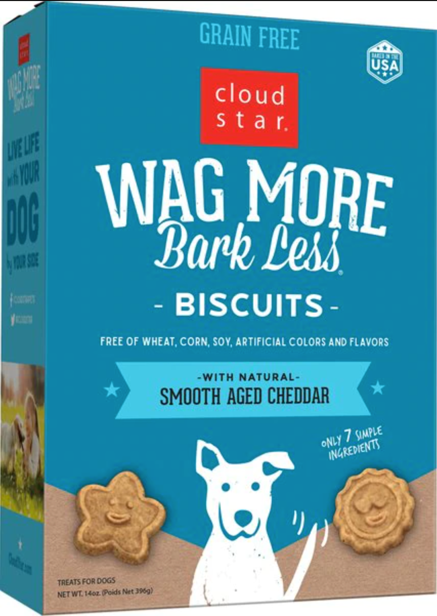 Cloud Star Wag More Bark Less Grain-Free Oven Baked with Smooth Aged Cheddar Dog Treats