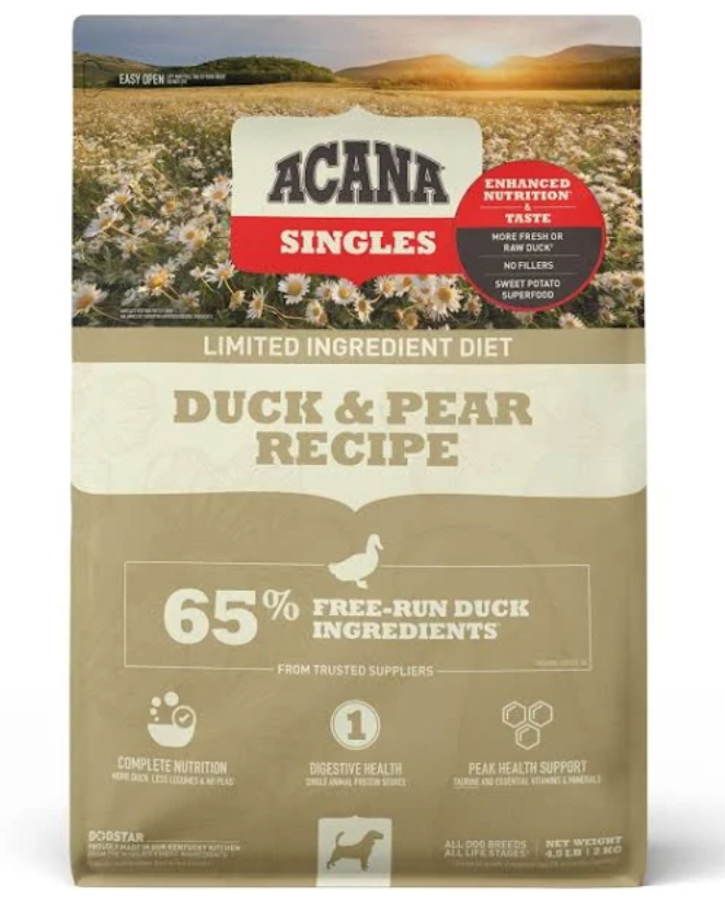 Acana Singles Duck and Pear Limited Ingredient Grain Free Dry Dog Food