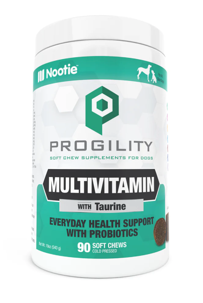 Nootie Progility Multivitamin with Probiotics & Taurine Soft Chew Supplement for Medium/Large Dogs