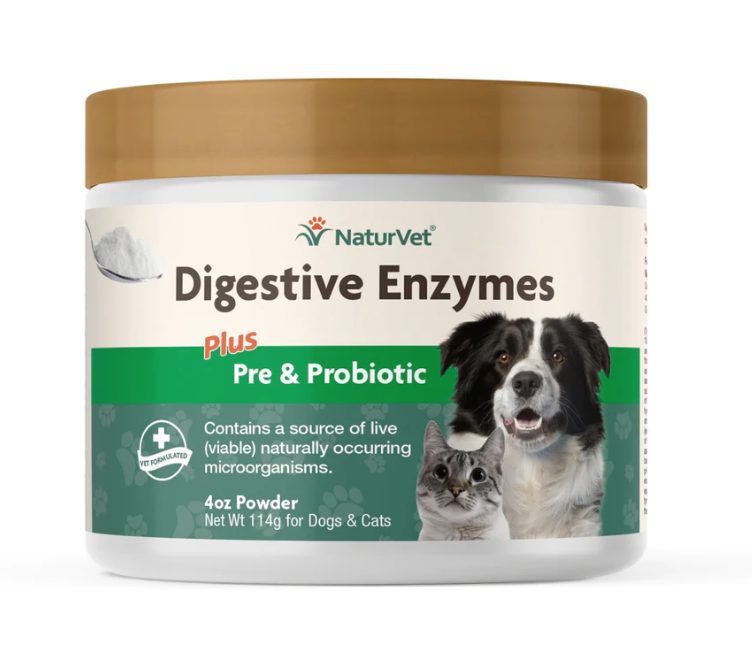 NaturVet Digestive Enzymes Supplement for Dogs & Cats
