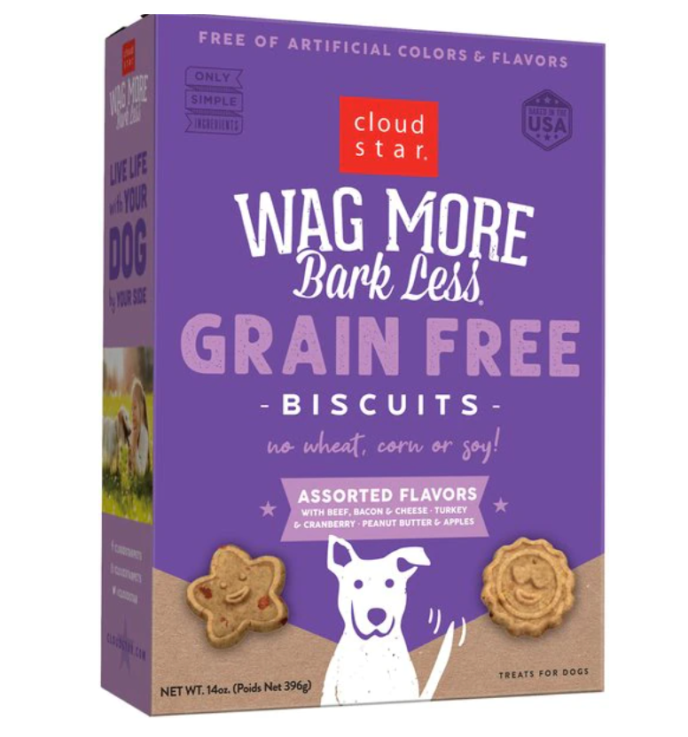 Cloud Star Wag More Bark Less Grain Free Assorted Flavor Crunchy Dog Biscuits, 14 oz.