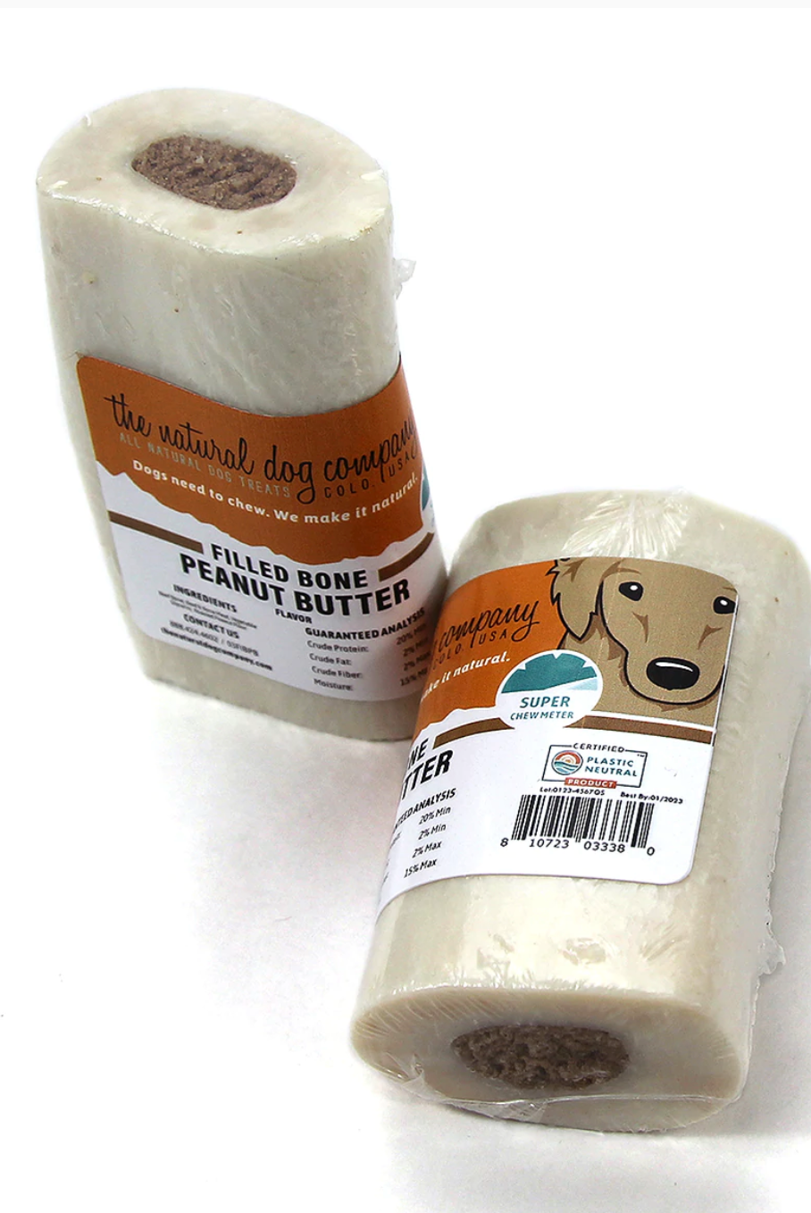 Tuesday's Natural Dog Company 3" Filled Bone - Peanut Butter Flavor