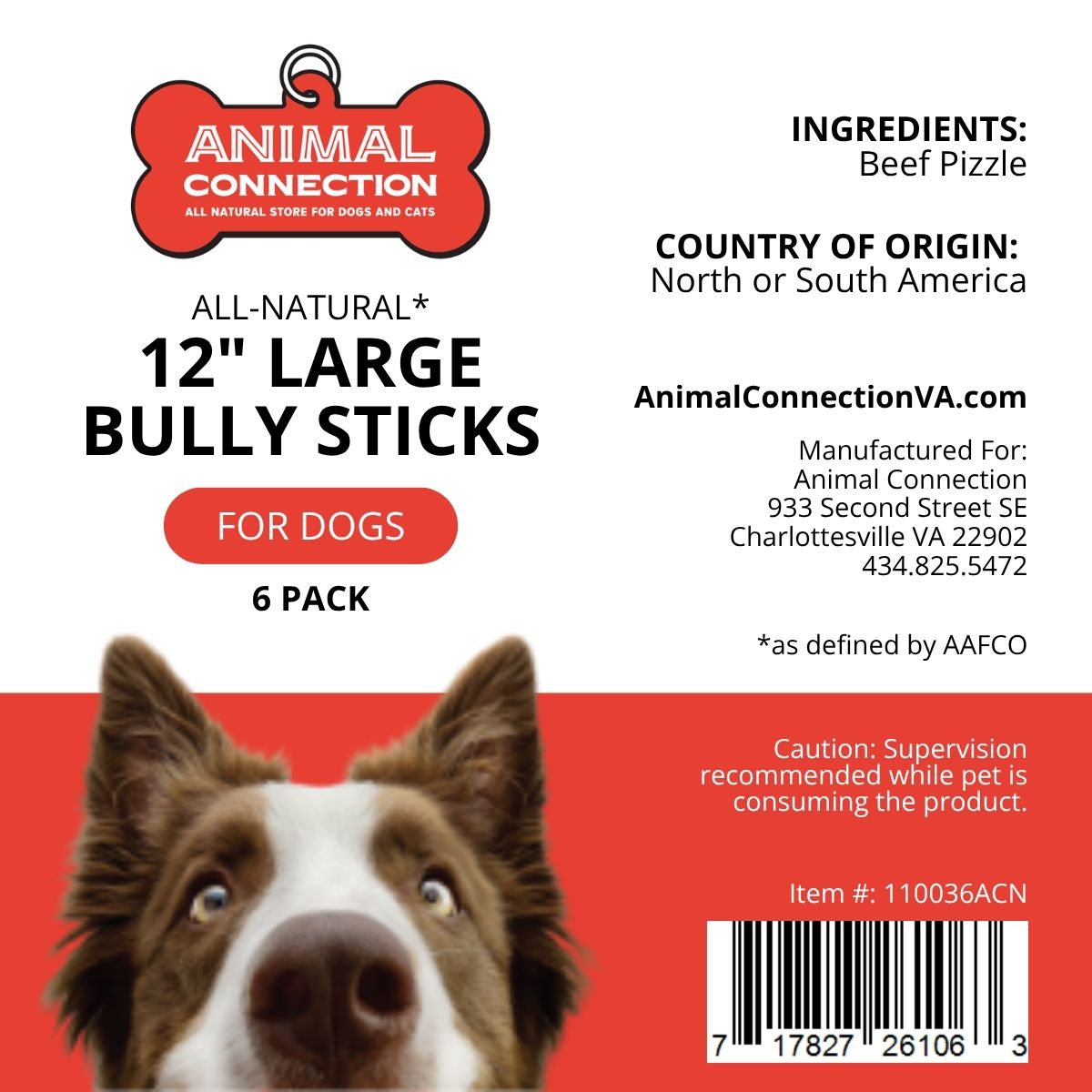 Animal Connection's Large USA Bully Stick, 12" - 6 pack