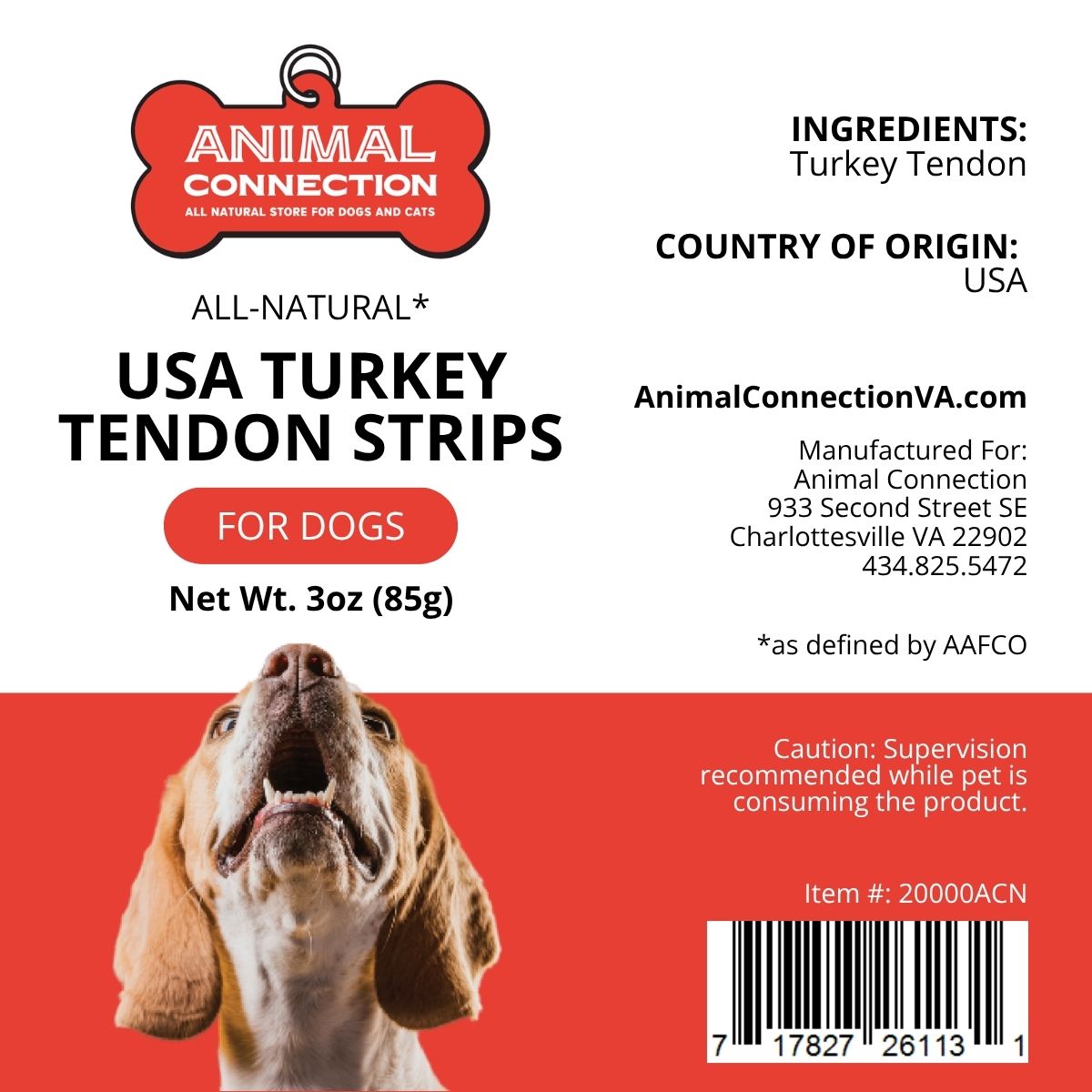 Animal Connection's USA Turkey Tendon Strips, 3 oz