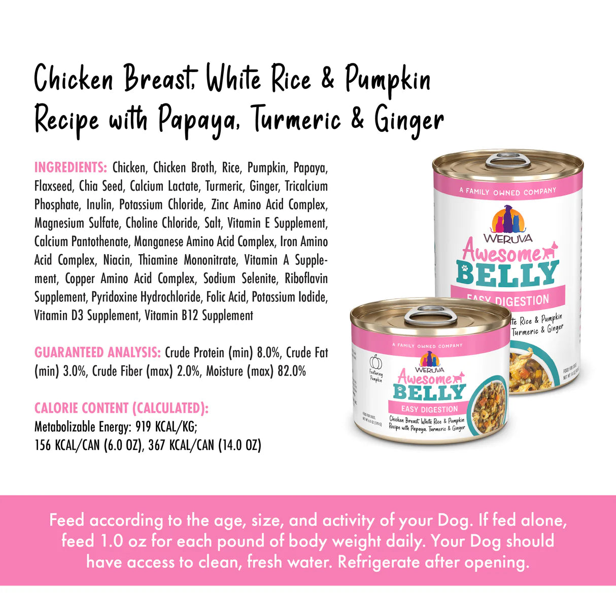 Weruva Awesome Belly Easy Digestion - Chicken Breast, White Rice & Pumpkin Recipe with Papaya, Turmeric & Ginger in Gravy