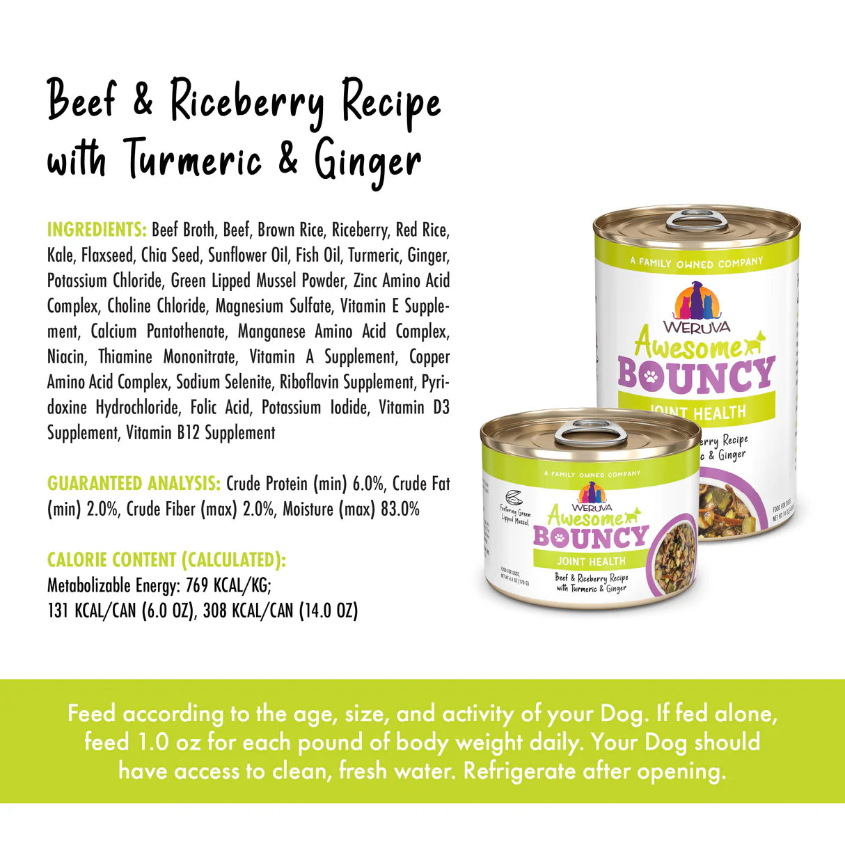 Weruva Awesome Bouncy Joint Health - Beef & Riceberry Recipe with Turmeric & Ginger