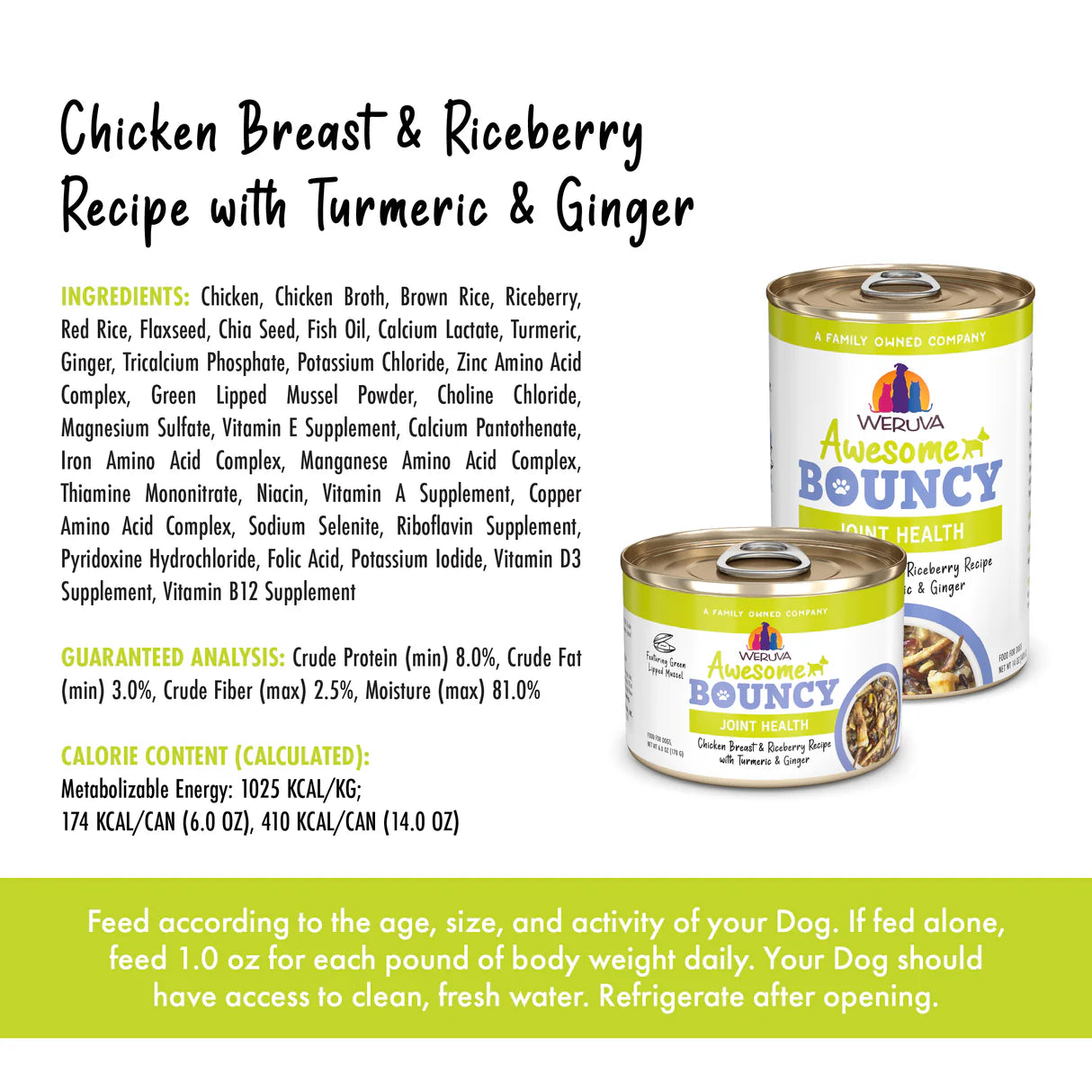 Weruva Awesome Bouncy Joint Health - Chicken Breast & Riceberry Recipe with Turmeric & Ginger in Gravy