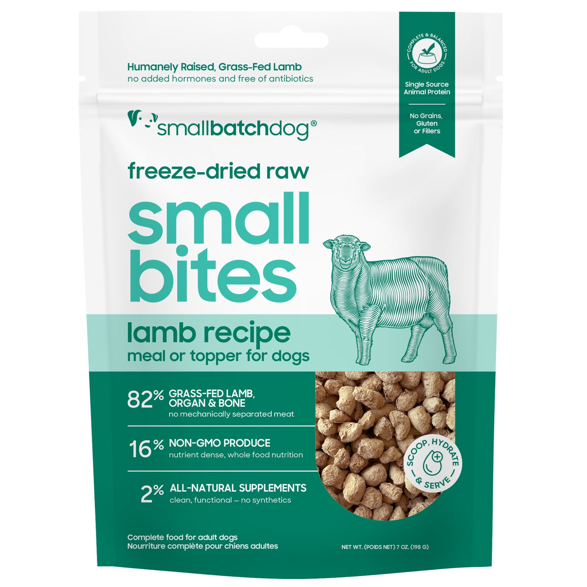 Smallbatch Freeze Dried Raw Small Bites Meal or Topper, Lamb recipe