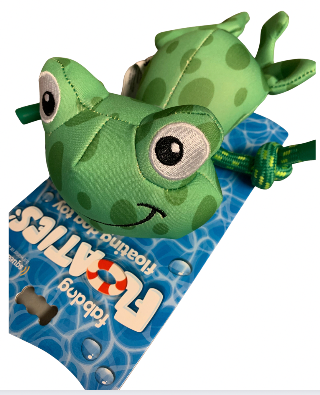 FabDog "Floaties" Floating Squeaky Dog Toy, Frog