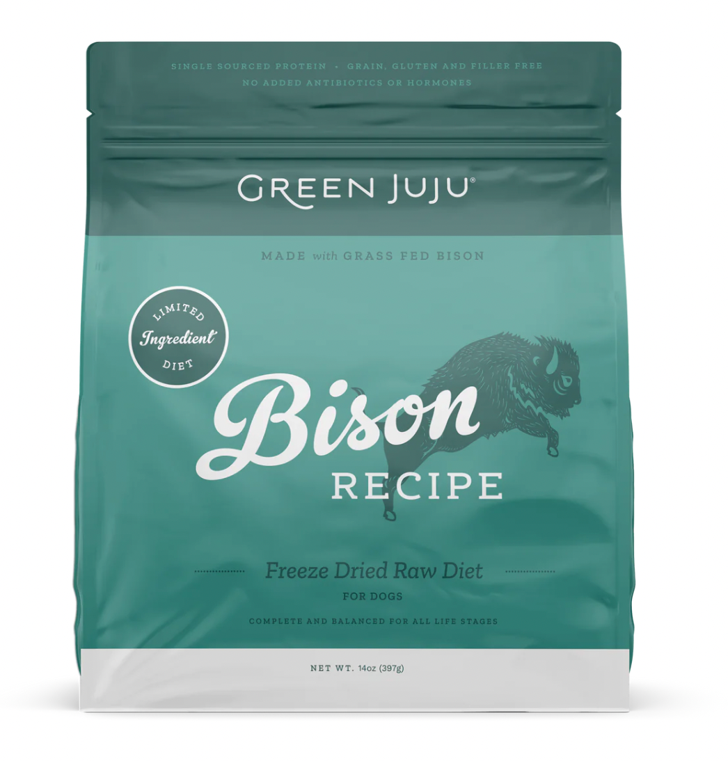 Green Juju Freeze Dried Raw Diet for Dogs, Bison recipe