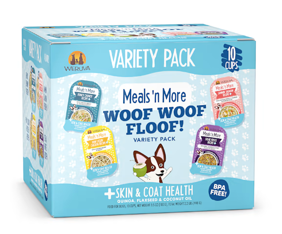 Weruva Meals 'n More Skin & Coat "Woof Woof Floof!" Variety Pack Wet Dog Food, 3.5 oz., 10-pk.