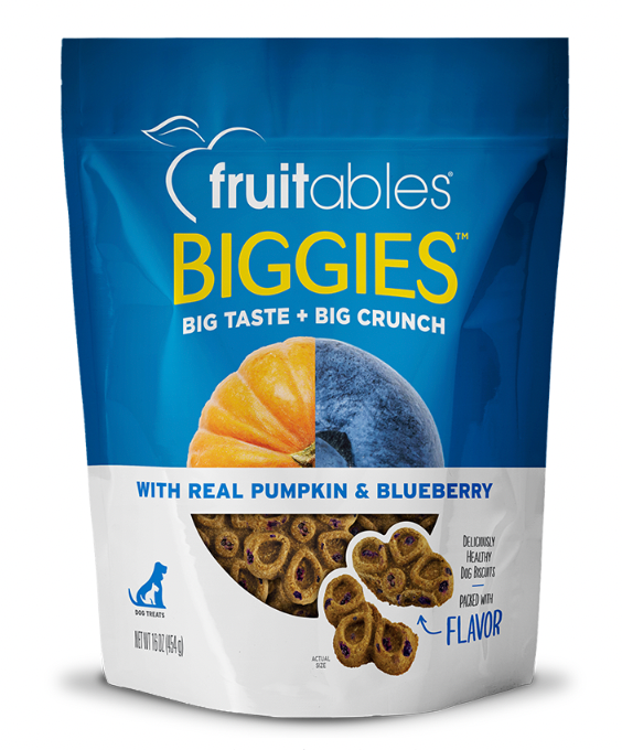 Fruitables "Biggies" Dog Treats,  Real Pumpkin & Blueberries