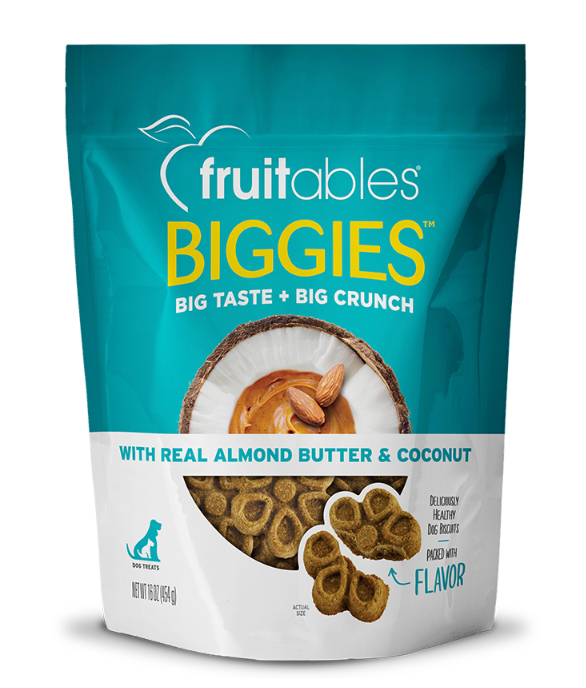 Fruitables "Biggies" Dog Treats,  Almond Butter & Cocoanut