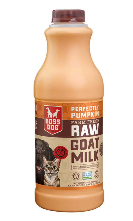 Boss Dog Raw Goats Milk, Perfectly Pumpkin flavor, 32 oz.