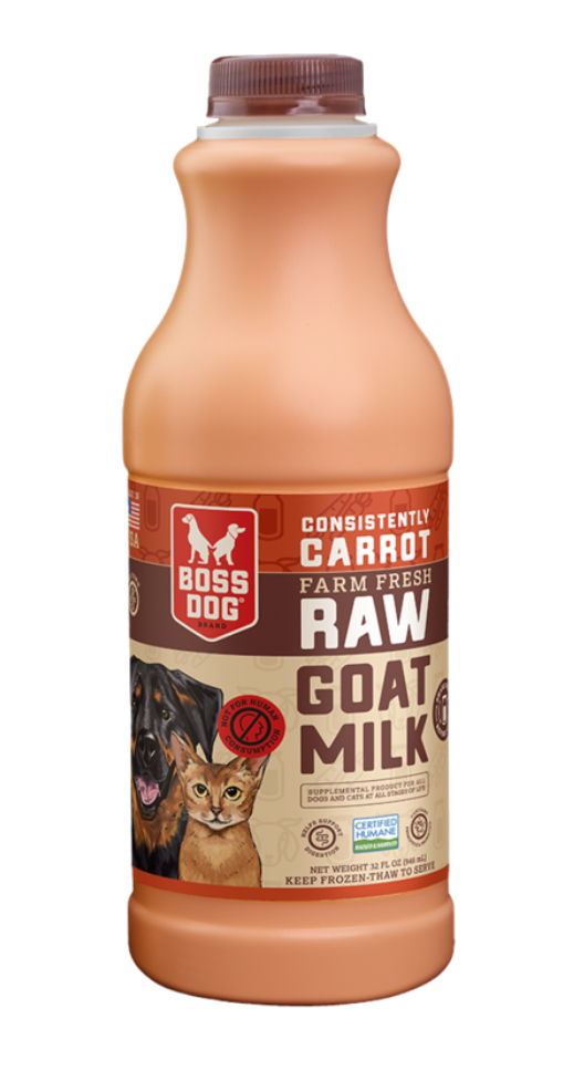 Boss Dog Raw Goats Milk, Consistently Carrot flavor, 32 oz.