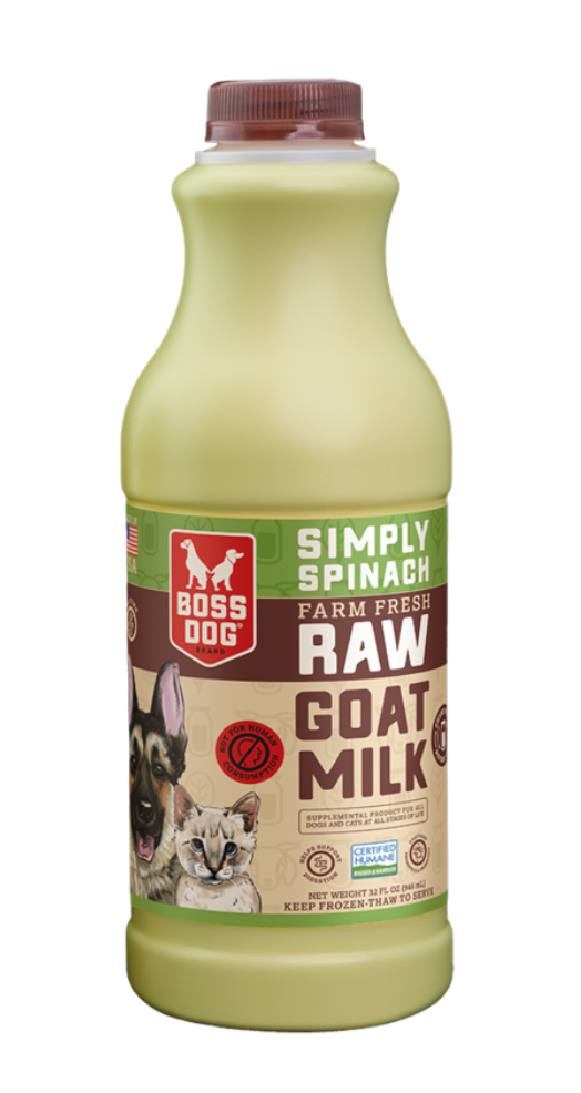 Boss Dog Raw Goats Milk, Simply Spinach flavor, 32 oz.