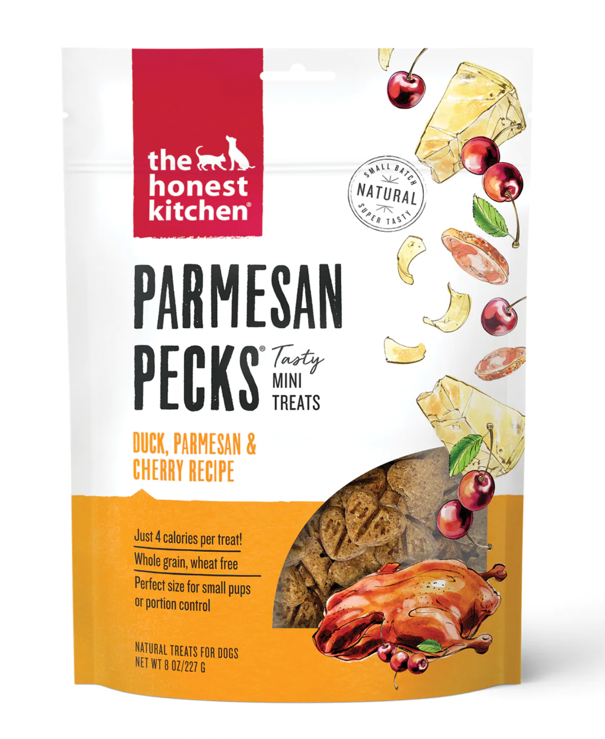 The Honest Kitchen Parmesan Pecks Dog Treats Duck, Cherry recipe