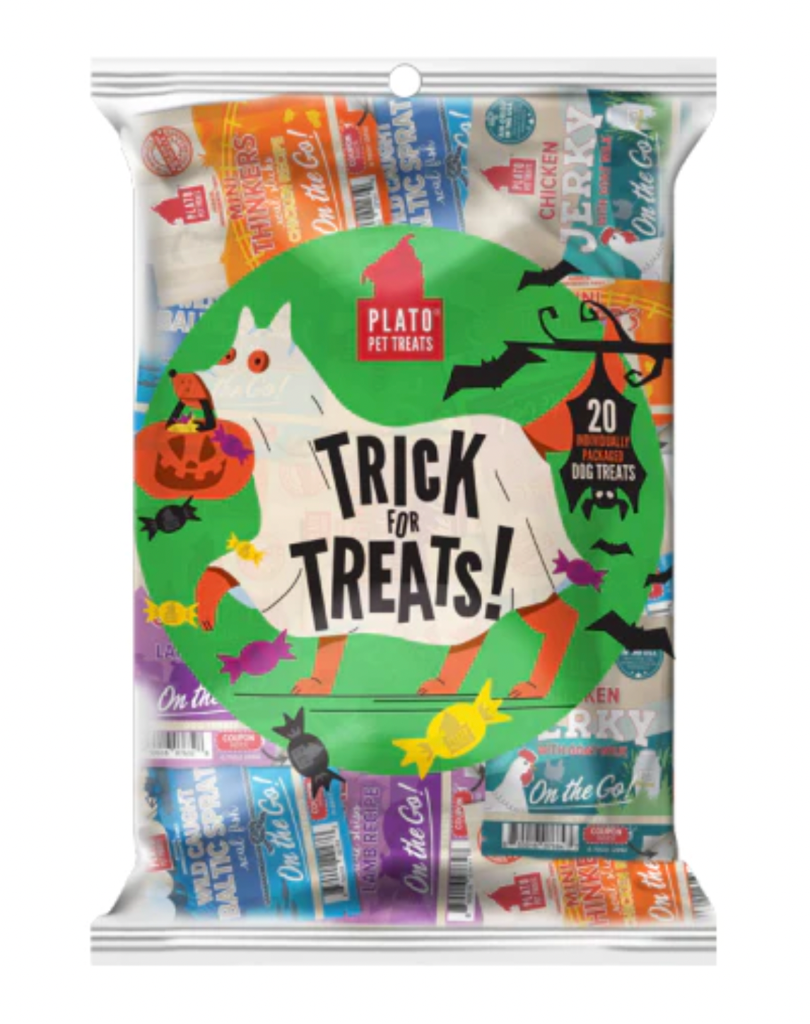 Plato Pet Treats Halloween "Trick or Treat" 20 piece. Variety Pack