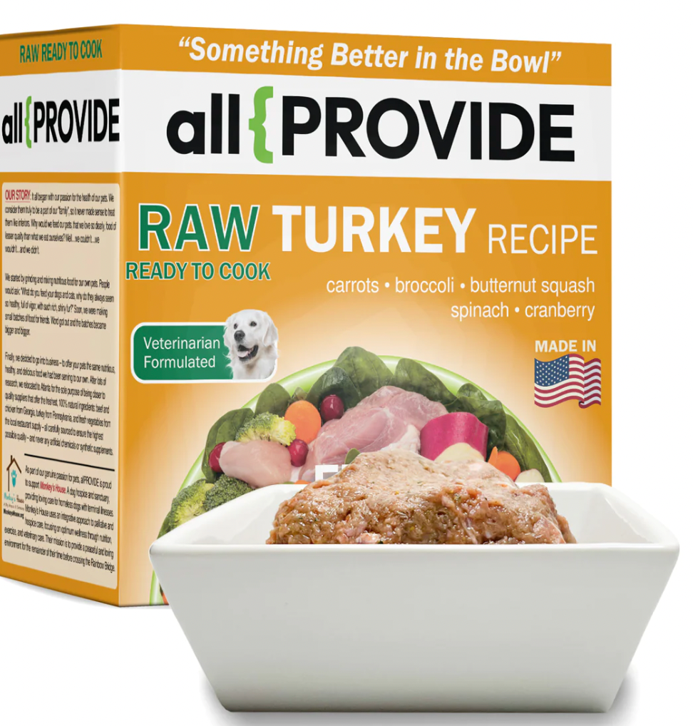 AllProvide Frozen Raw Turkey Dog Food, 1 lb. patties - 2 pack