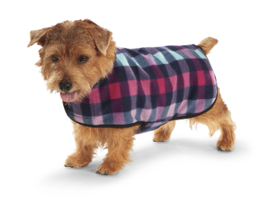 Doggie Styles Waterproof Reversible Fleece Lined Jacket, Bright Buffalo Plaid