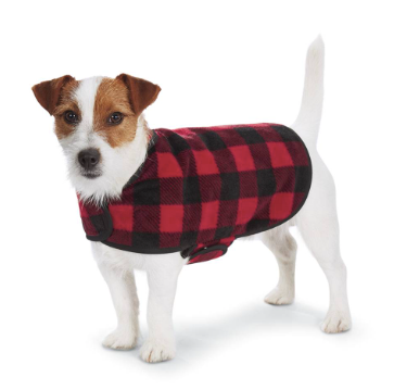 Doggie Styles Waterproof Reversible Fleece Lined Jacket, Red/Black Buffalo Plaid