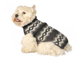 Chilly Dog Grey Diamonds Wool Ski Sweater