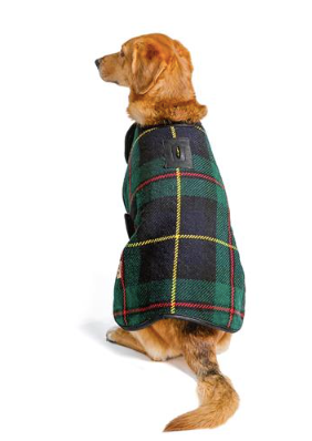 Chilly Dog Navy Tartan Plaid Blanket Coat