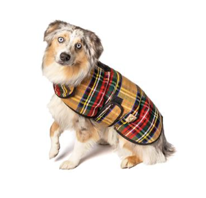 Chilly Dog Tan Plaid Blanket Coat