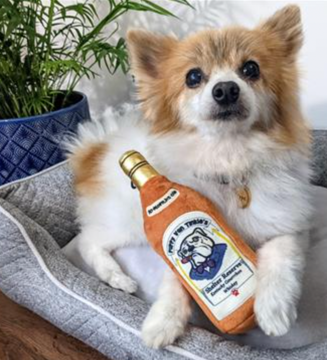 Huxley & Kent Puppy Van Tinkle's Whiskey Squeaky Plush Dog Toy, 2 sizes