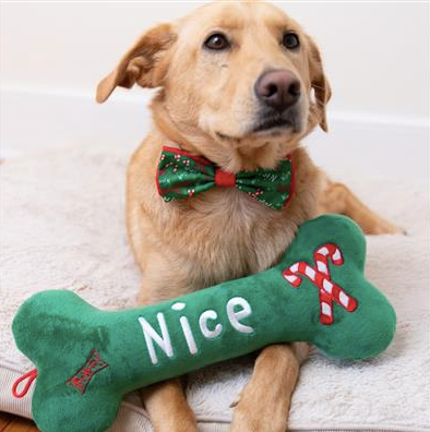 Huxley & Kent "Naughty & Nice" Bone Double Sided Plush Dog Toy- Small, Large, Jumbo