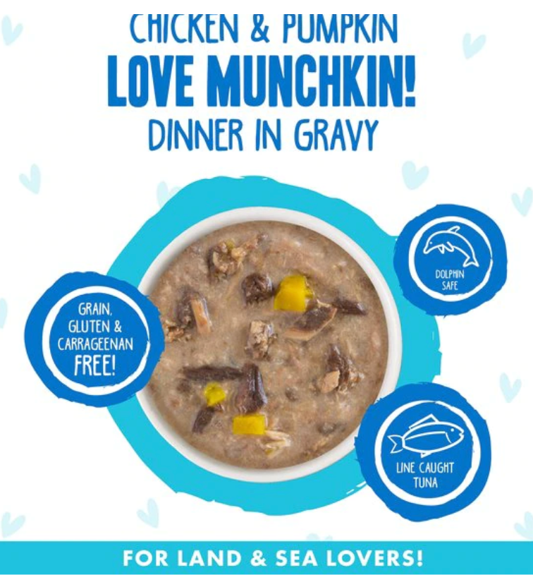 Weruva BFF OMG Love Munchkin! Chicken & Pumpkin Dinner in Gravy Grain-Free Canned Cat Food, 2.8 oz