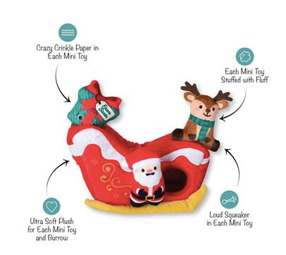 Fringe Studio "Hold On For Deer Life" Holiday Plush Interactive Burrow Dog Toy