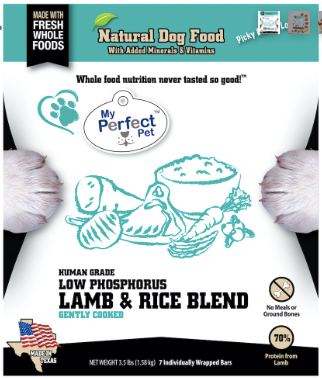 My Perfect Pet Gently Cooked Frozen Meal Bars for Dogs, Low Phosphorous Lamb Rice Blend