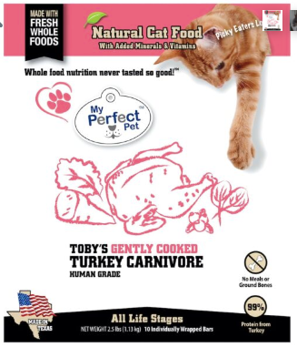 My Perfect Pet Natural Gently Cooked/Frozen Cat Food, Toby's Turkey