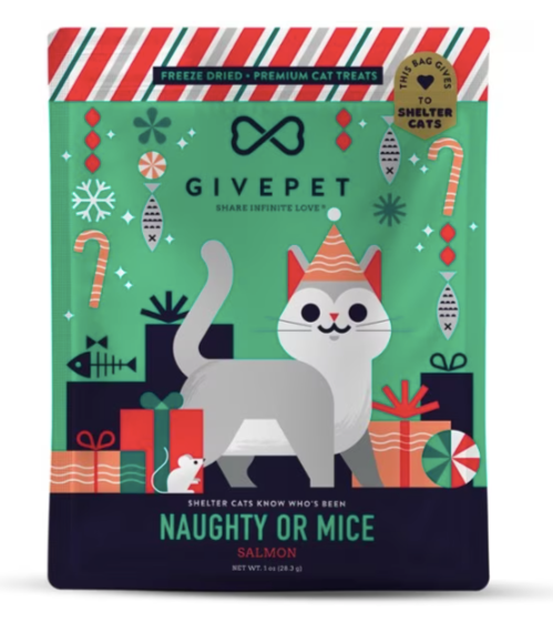 GivePet "Naughty or Mice" Holiday Freeze-Dried Cat Treats, Salmon flavor