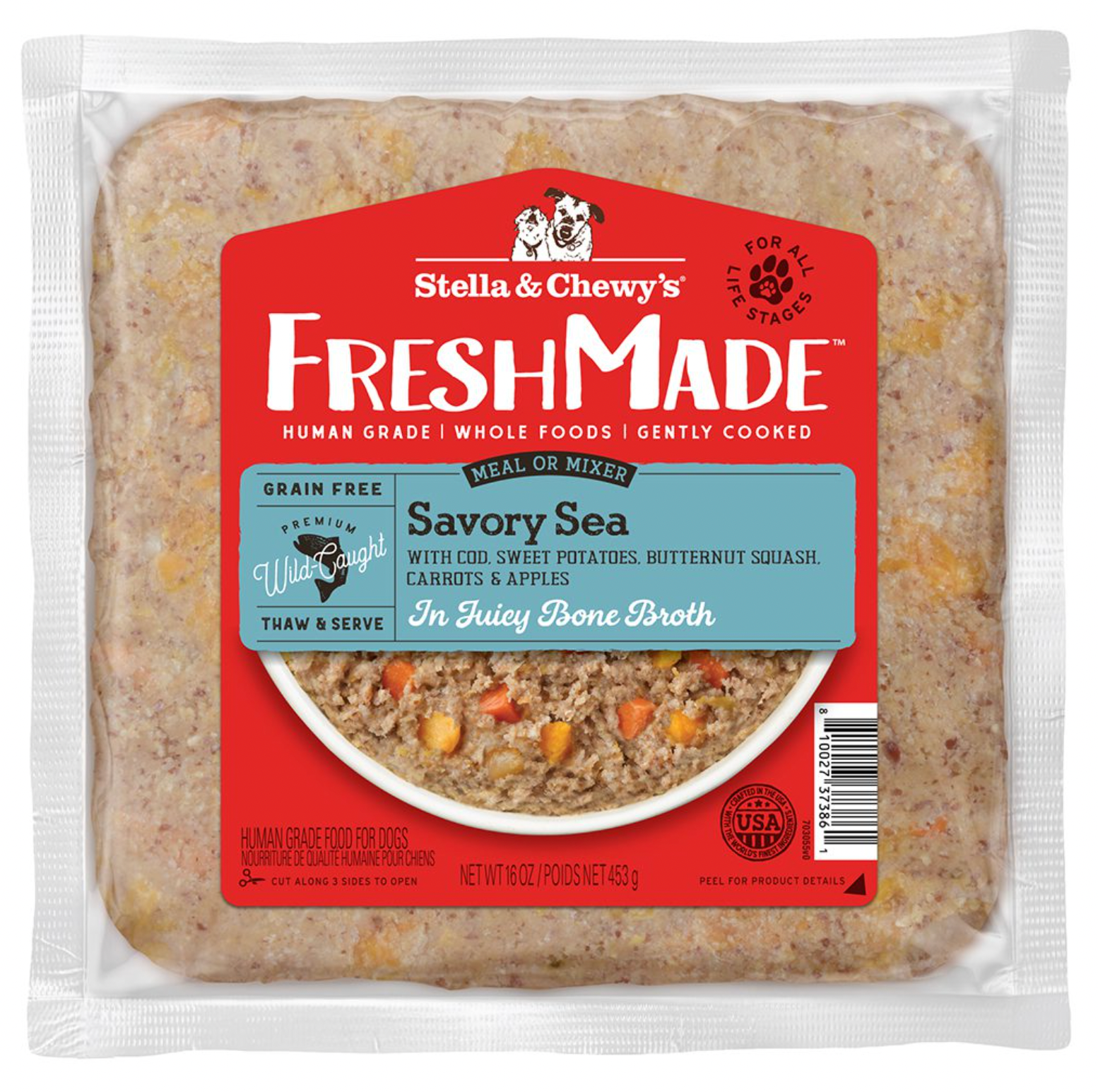 Stella & Chewy's Fresh Made Gently Cooked Frozen Dog Food - Savory Sea (Cod)