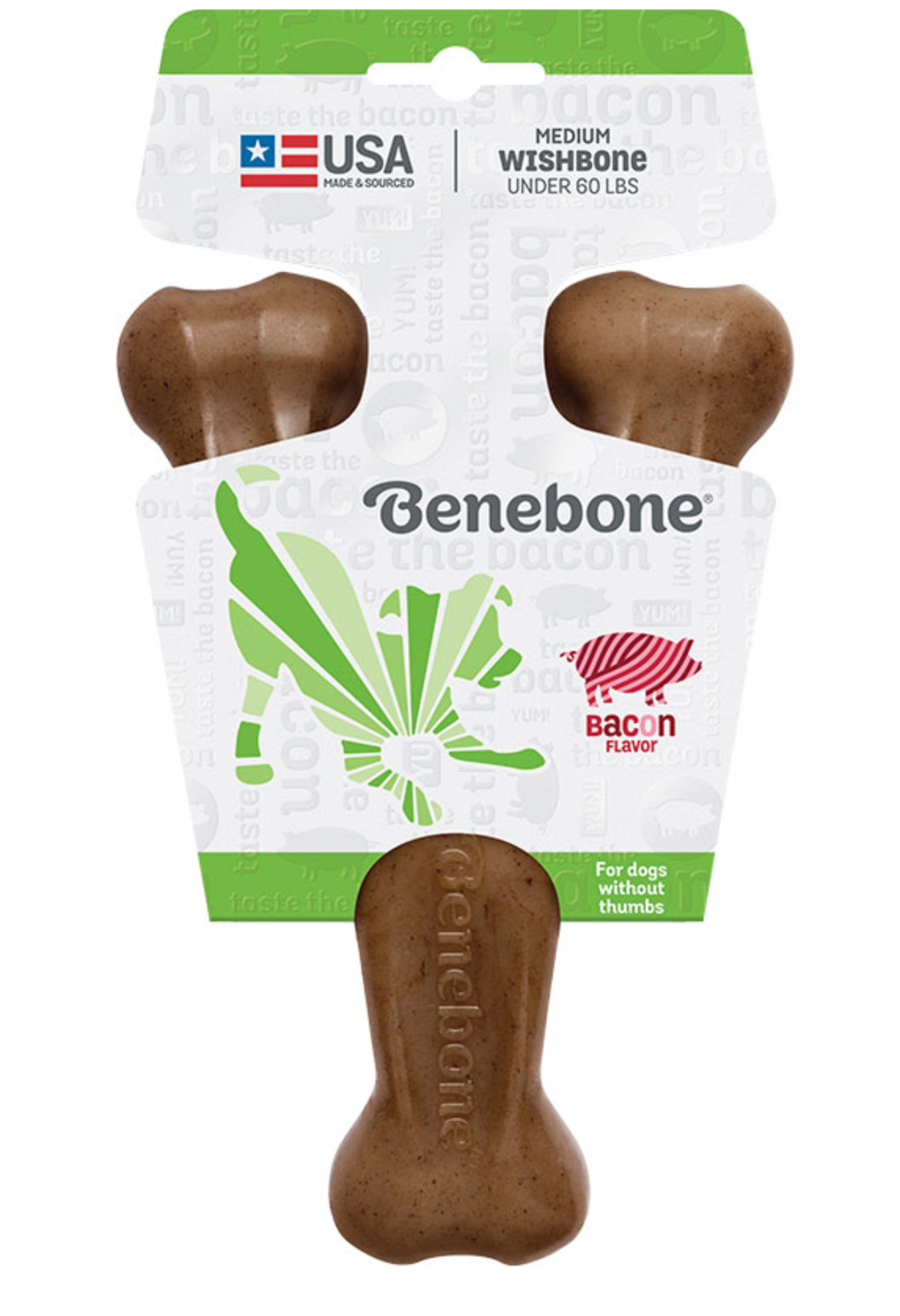 Benebone Wishbone Tough Dog Chew Toy - Bacon Flavor/Medium